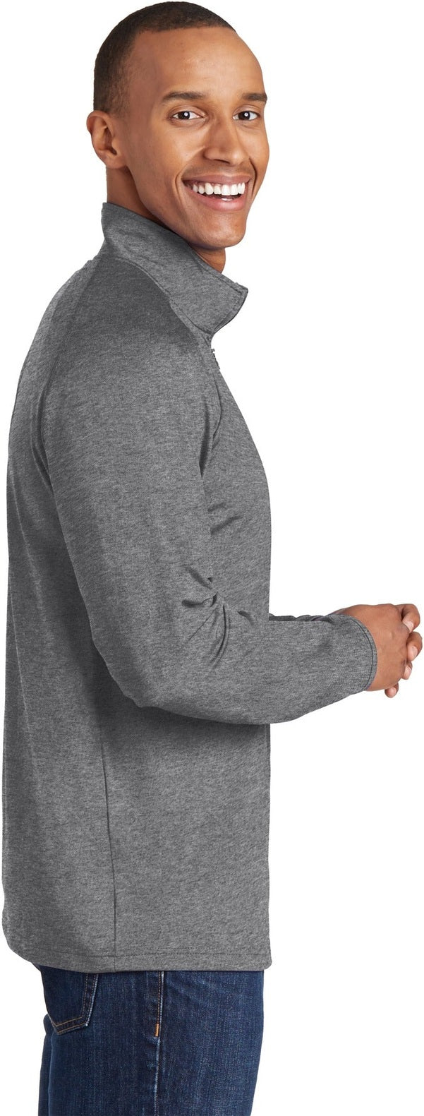 Charcoal Gy He Sport-Tek Tall Sport-Wick Stretch 1/4-Zip Pullover. TST850