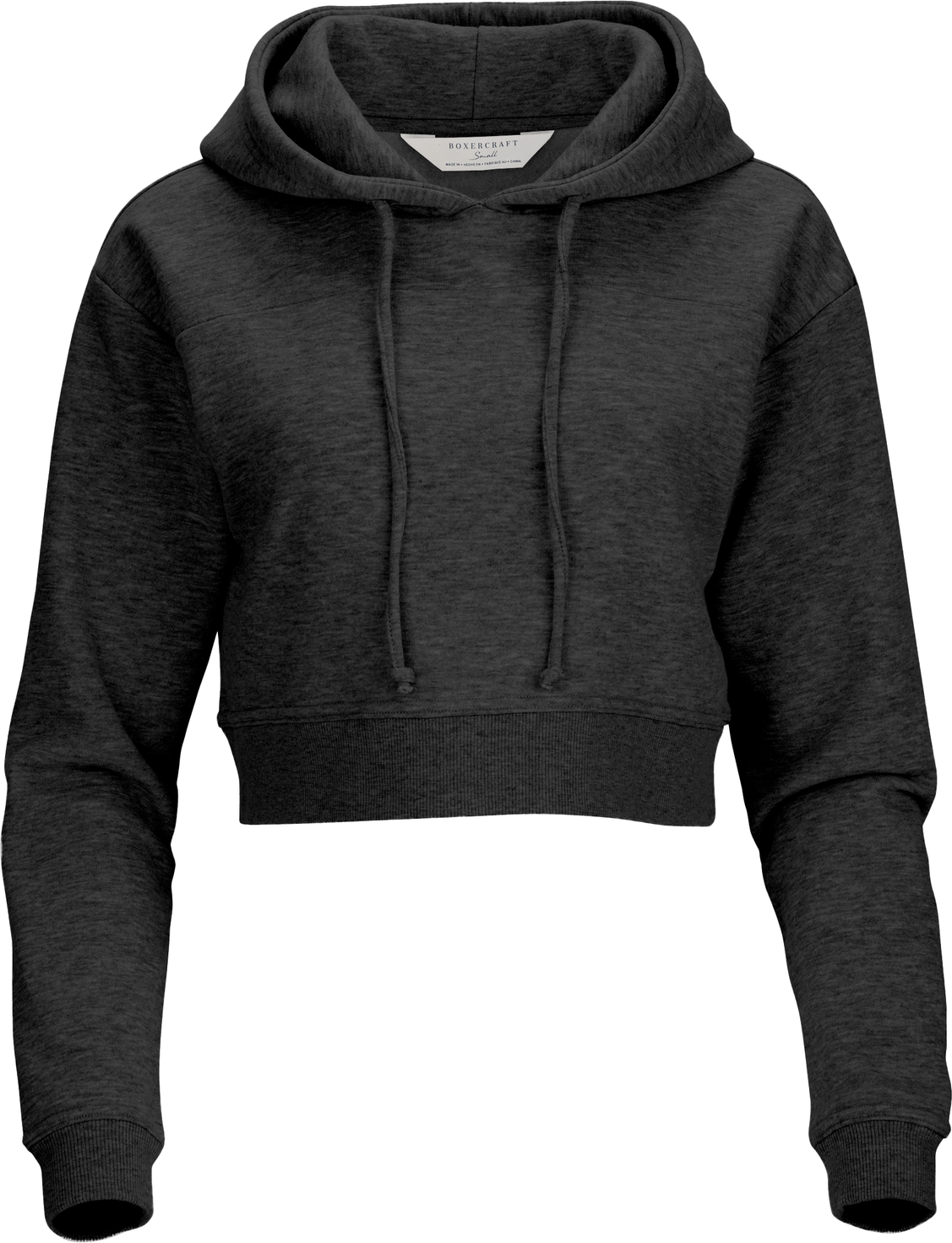 CHARCOAL HEATHER BOXERCRAFT WOMEN'S  CROPPED FLEECE HOODIE  grouped