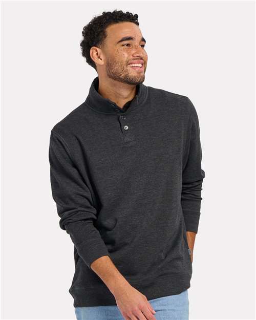 Charcoal Heather French Terry Button Pullover - BM5209