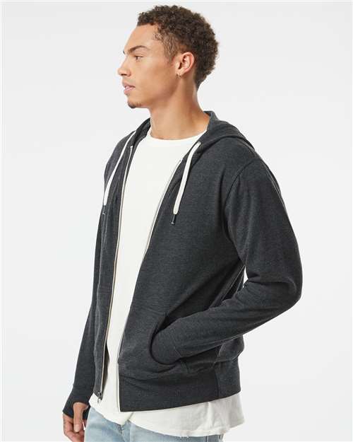 Charcoal Heather Heathered French Terry Full-Zip Hooded Sweatshirt - PRM90HTZ