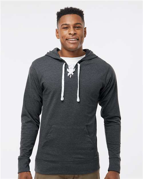 Charcoal Heather Jersey Sport Lace Hooded Pullover - 8231