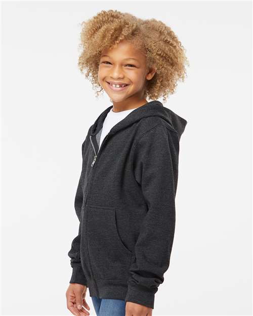 Charcoal Heather Youth Midweight Full-Zip Hooded Sweatshirt - SS4001YZ