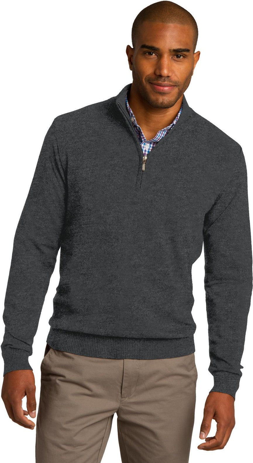 Charcoal Hthr Port Authority 1/2-Zip Sweater. SW290