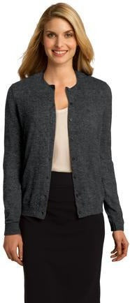Charcoal Hthr Port Authority Women's Cardigan Sweater. LSW287