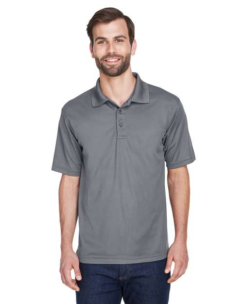 Front View of Charcoal Men's Cool & Dry Mesh Piqué Polo - 8210