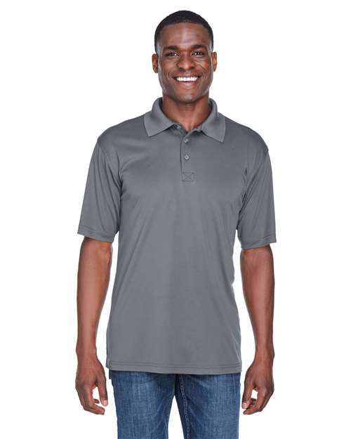 Front View of Charcoal Men's Cool & Dry Sport Performance Interlock Polo - 8425
