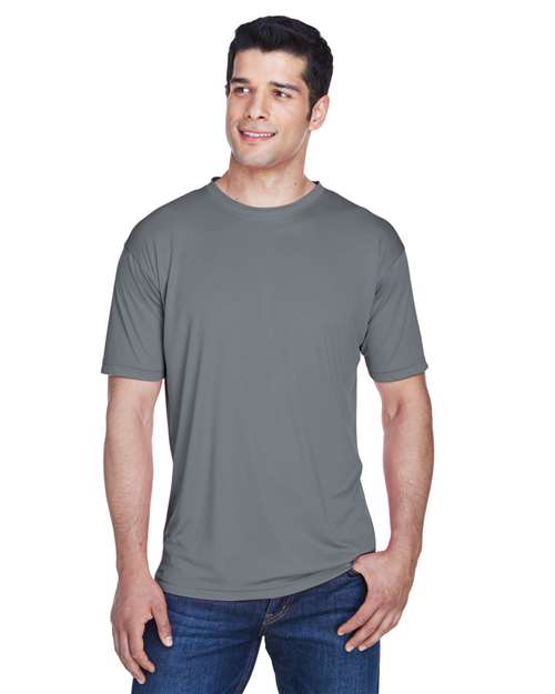 Front View of Charcoal Men's Cool & Dry Sport Performance Interlock T-Shirt - 8420