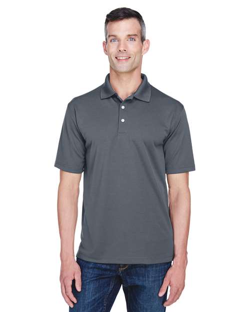 Front View of Charcoal Men's Cool & Dry Stain-Release Performance Polo - 8445