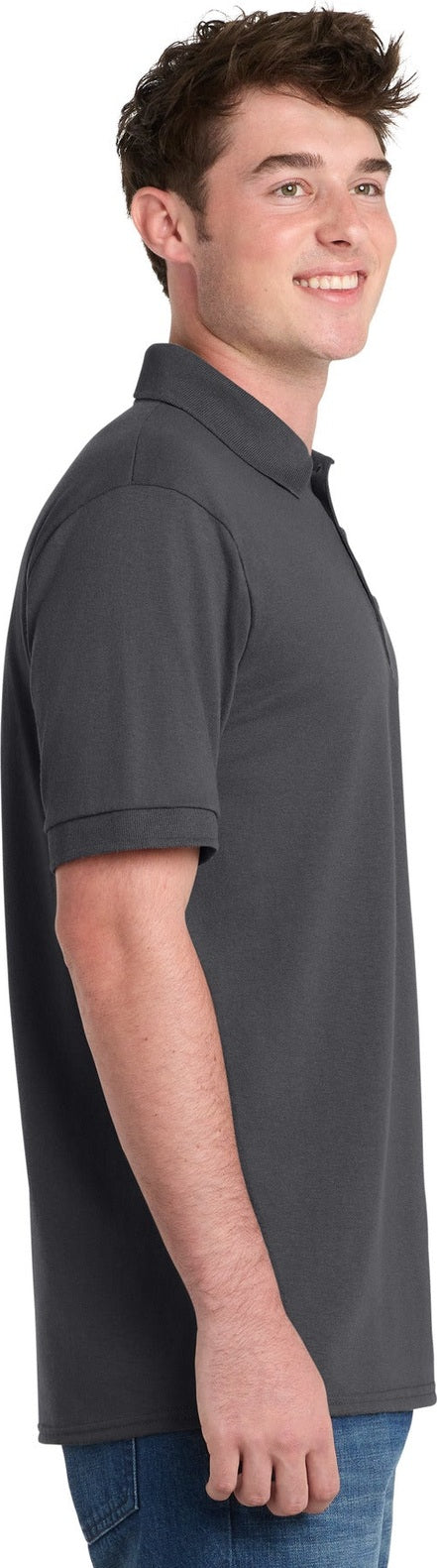 Charcoal Port & Co Core Blend Jersey Knit Polo. KP55