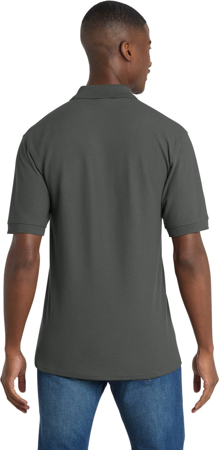 Charcoal Port & Co Core Blend Pique Polo. KP155