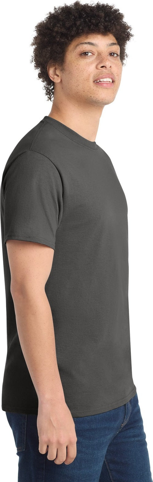 Charcoal Port & Co Core Cotton Tee. PC54