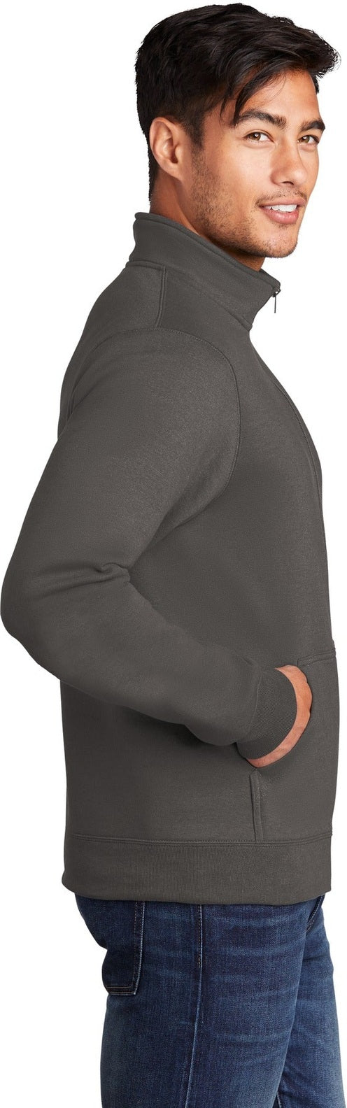 Charcoal Port & Co Core Fleece Cadet Full-Zip Sweatshirt PC78FZ
