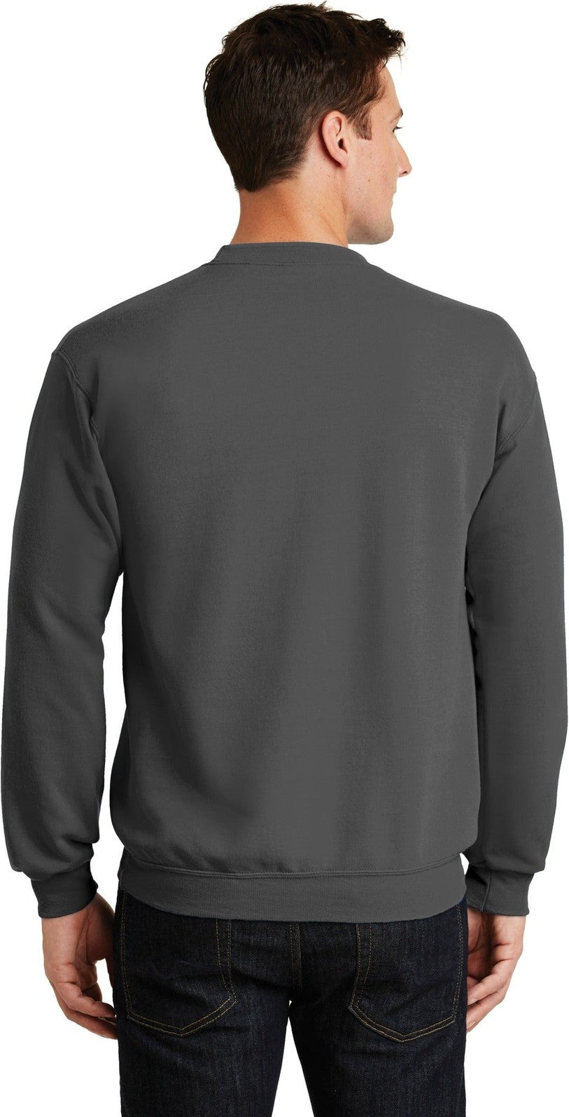 Charcoal Port & Co Core Fleece Crewneck Sweatshirt. PC78