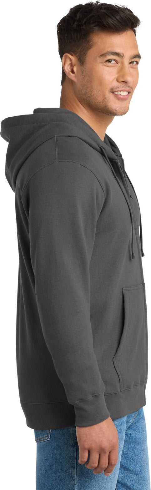 Charcoal Port & Co Fan Favorite Fleece Full-Zip Hooded Sweatshirt. PC850ZH