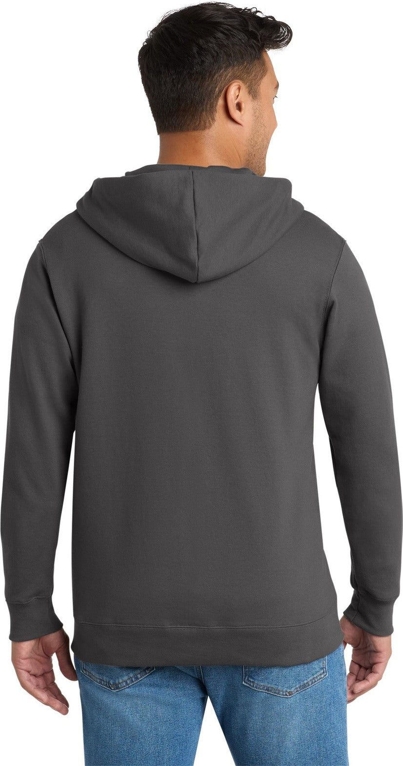Charcoal Port & Co Fan Favorite Fleece Full-Zip Hooded Sweatshirt. PC850ZH