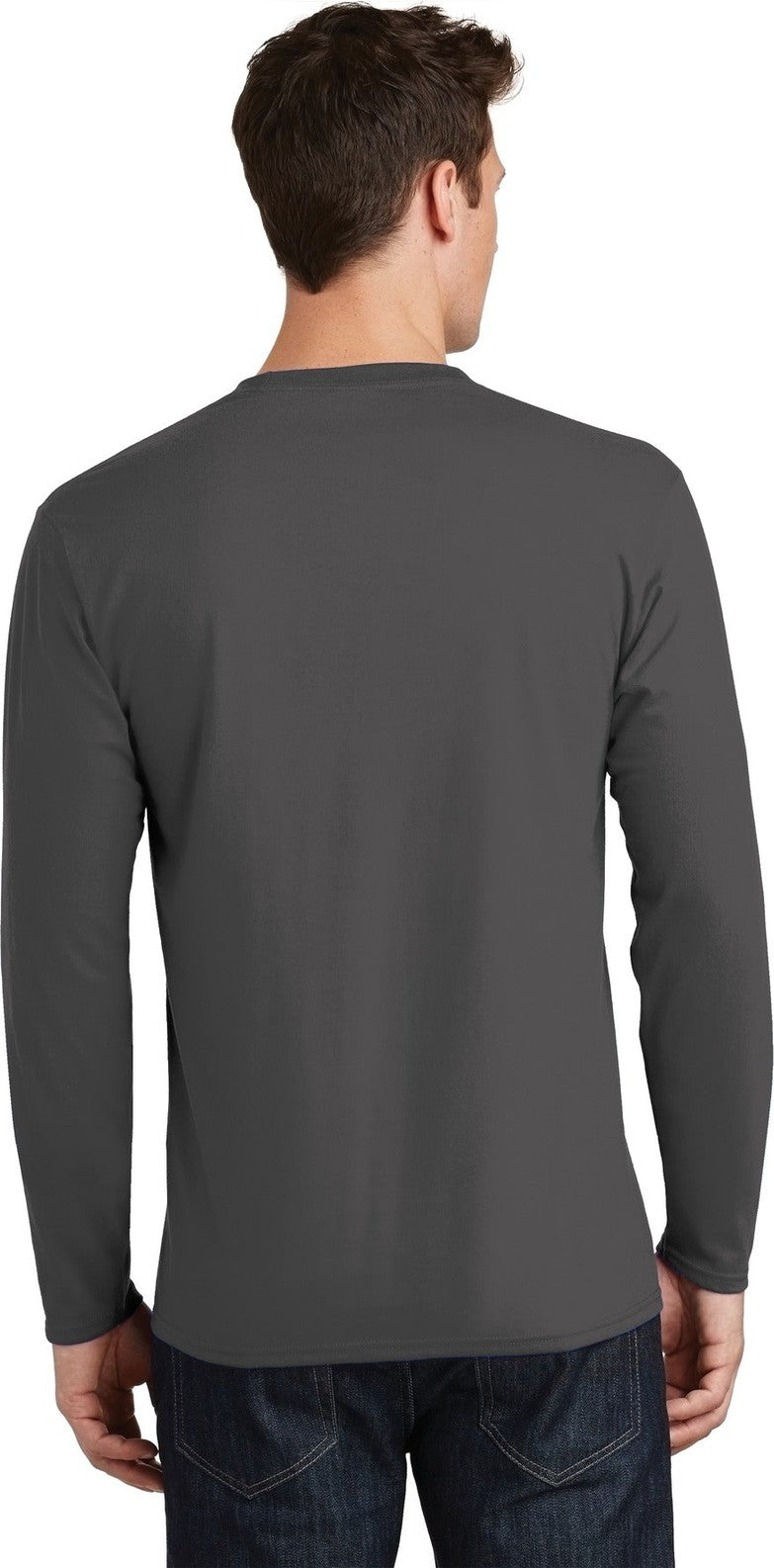 Charcoal Port & Co Long Sleeve Fan Favorite Tee. PC450LS