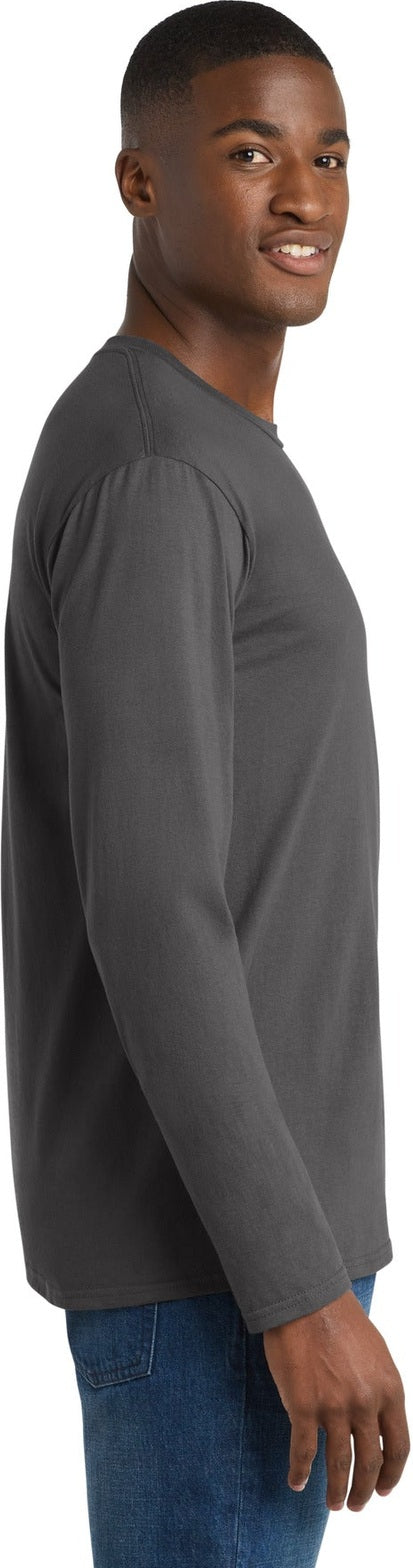 Charcoal Port & Co Long Sleeve Fan Favorite Tee. PC450LS