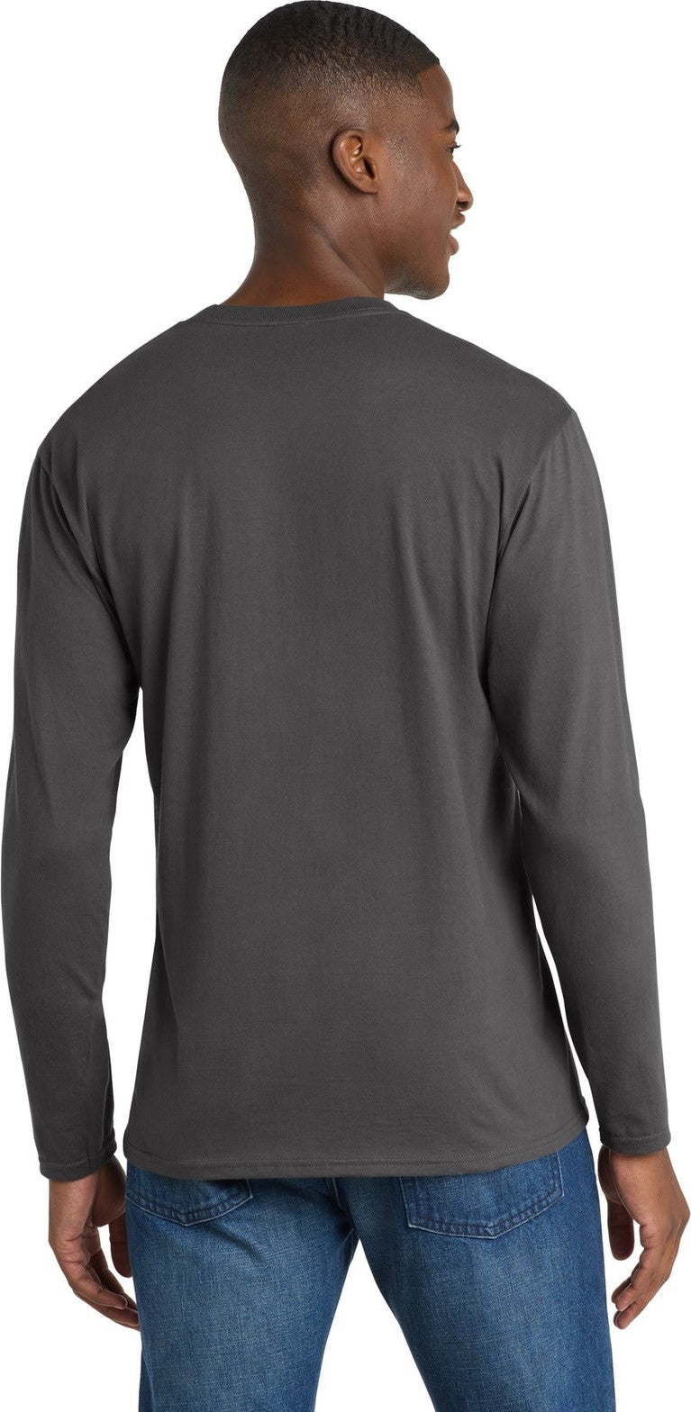 Charcoal Port & Co Long Sleeve Fan Favorite Tee. PC450LS