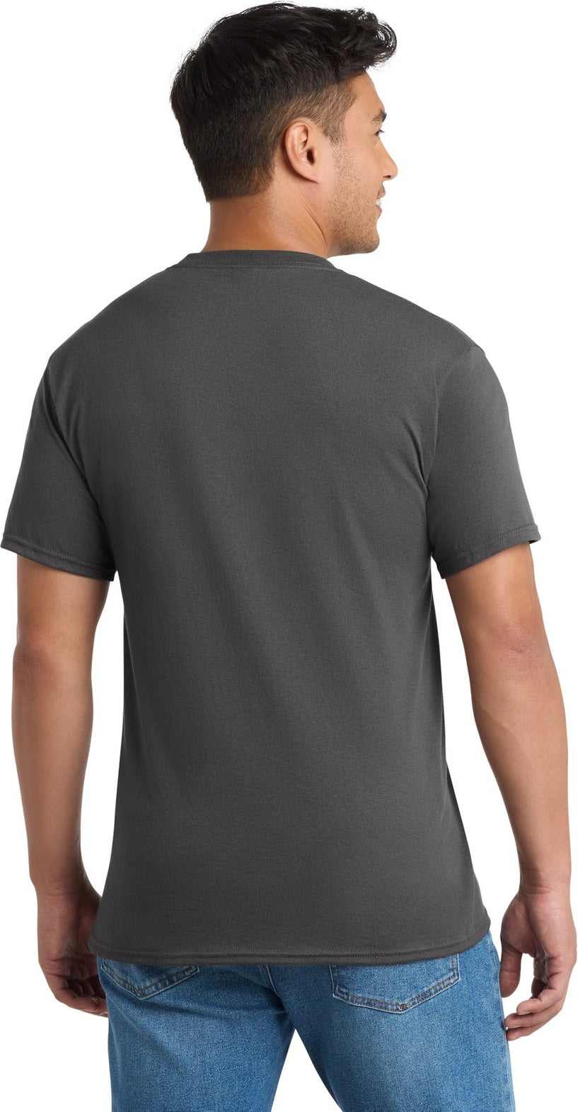 Charcoal Port & Co Tall Core Blend Pocket Tee. PC55PT