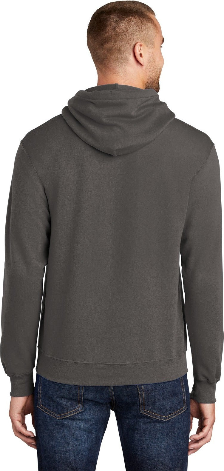 Charcoal Port & Co Tall Core Fleece Pullover Hooded Sweatshirt PC78HT