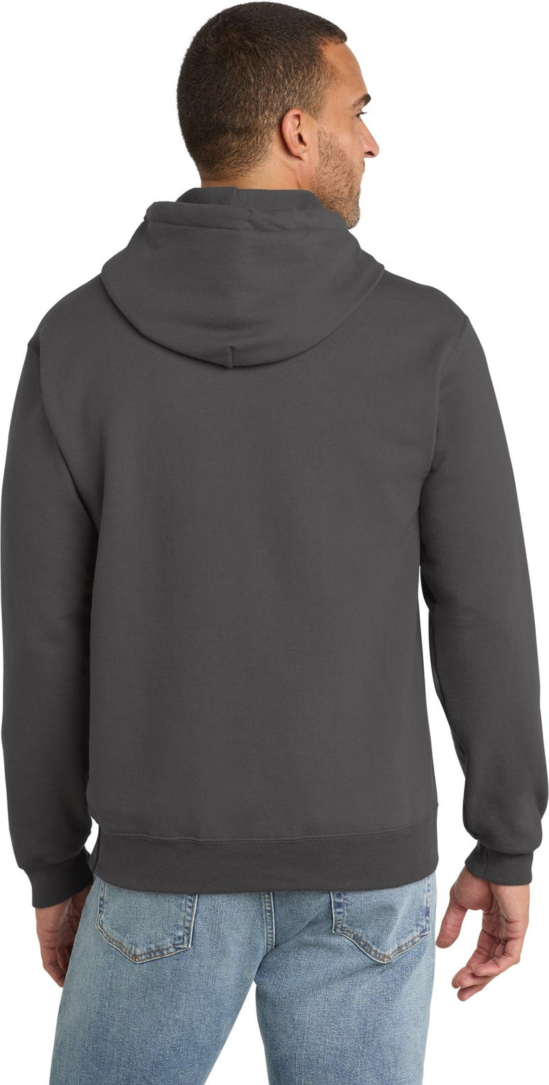 Charcoal Port & Co Tall Essential Fleece Pullover Hooded Sweatshirt. PC90HT