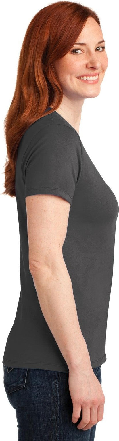 Charcoal Port & Co Women's Core Blend Tee. LPC55