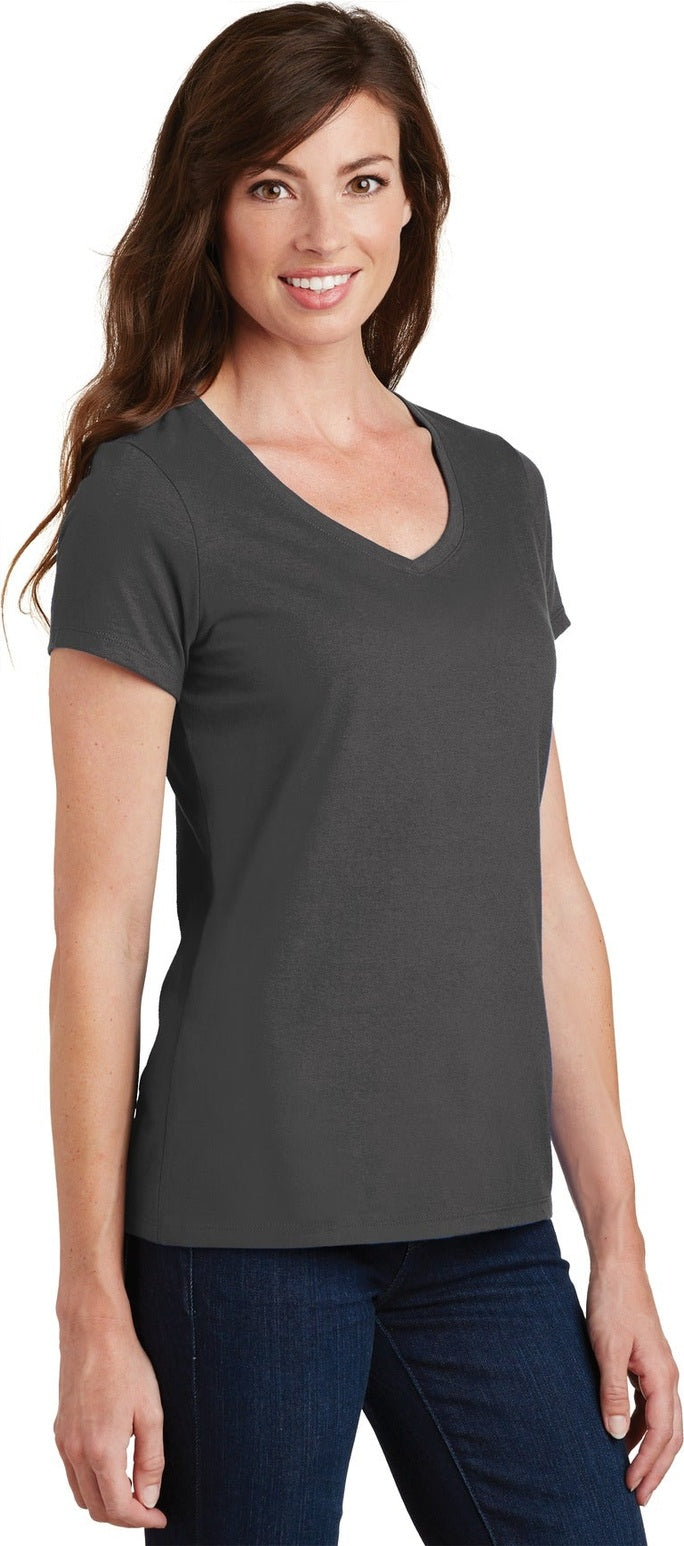 Charcoal Port & Co Women's Fan Favorite V-Neck Tee. LPC450V