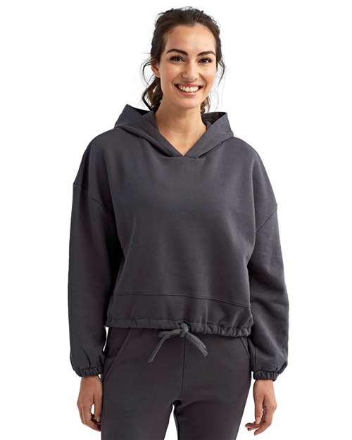 Front View of Charcoal Women's Cropped Maria Hoodie - TD085