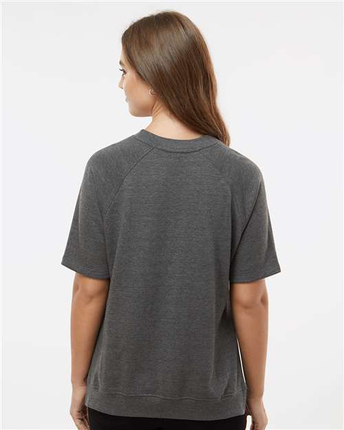 Charcoal Women&#39;s French Terry Short Sleeve Crewneck Pullover - W23711