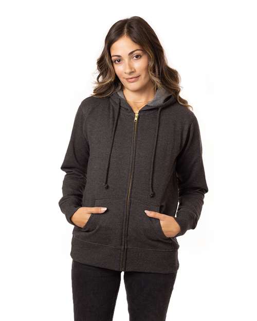 Charcoal Women's Heathered Full-Zip Hooded Sweatshirt - EC4580