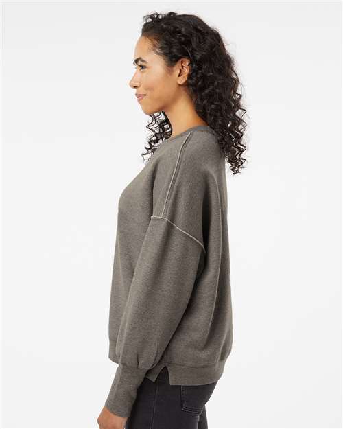 Charcoal Women's Sueded Fleece Crewneck Sweatshirt - W22712