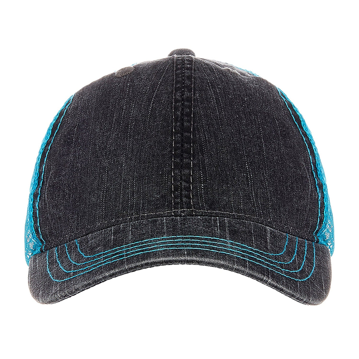 Charcoal/Aqua 6-Panel Herringbone Soft Crown