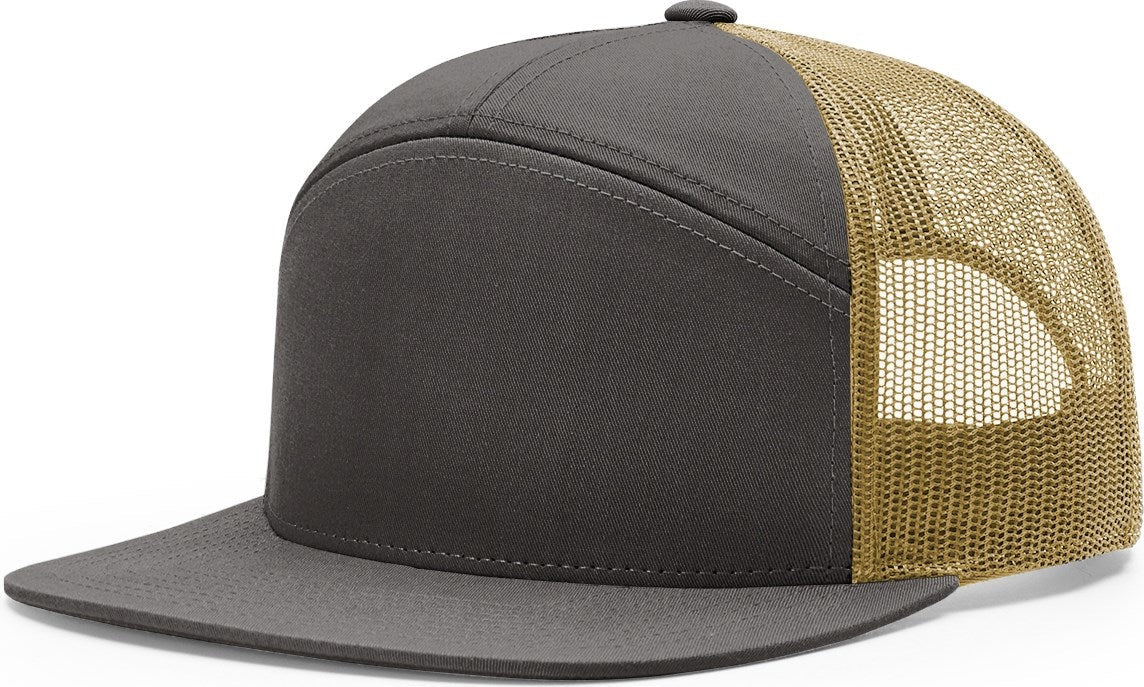 Charcoal/Old Gold 7 Panel Trucker