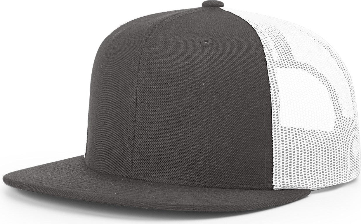 Charcoal/White Acrylic-Wool Blend Flatbill Trucker