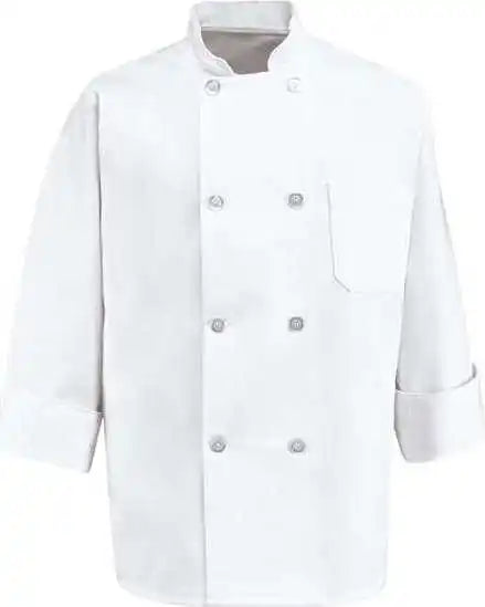 Chef Designs 0403l Eight Pearl Button Coat Long Sizes - White