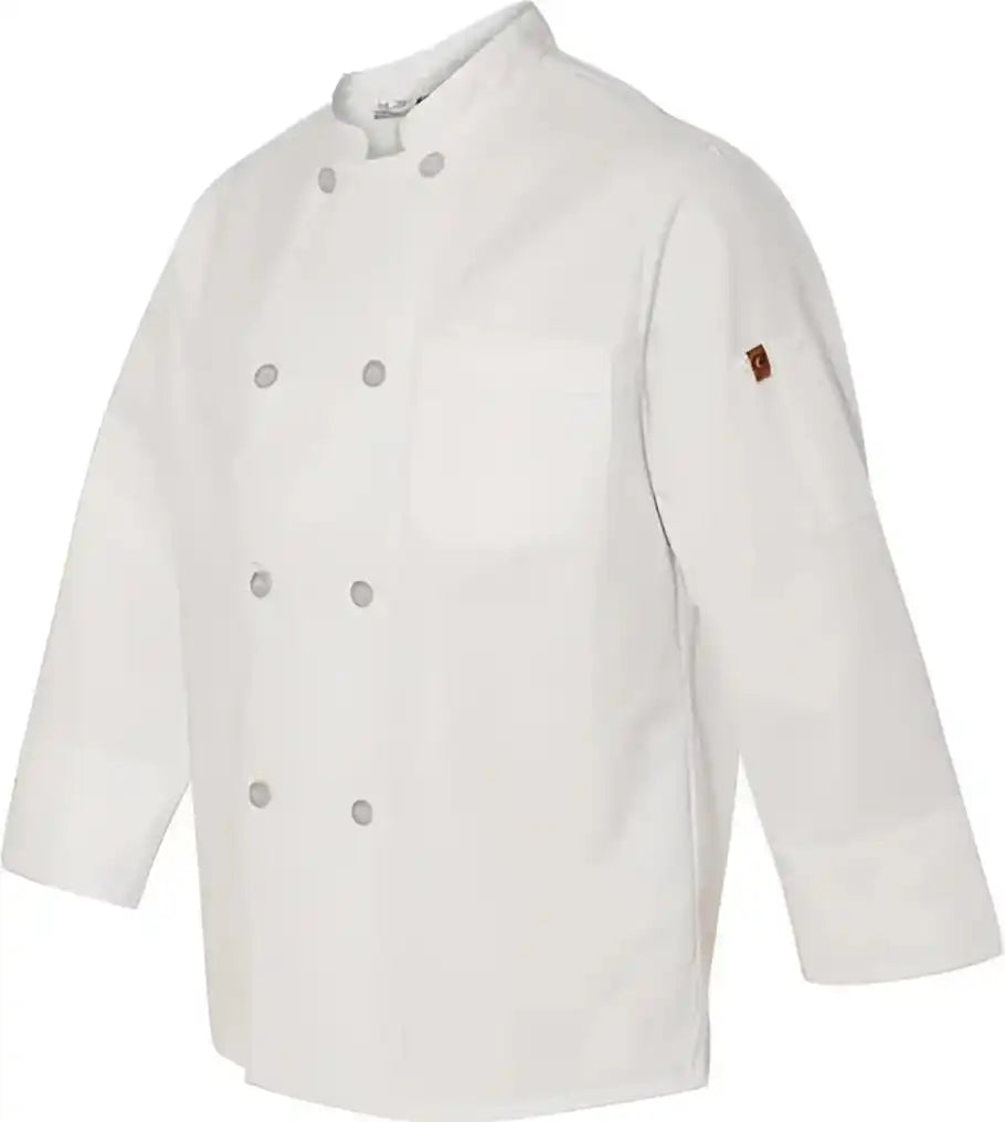 Chef Designs 0413 Button Coat with Thermometer Pocket - White