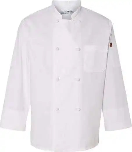 Chef Designs 0414 Eight Knot Button Coat with Thermometer Pocket - White