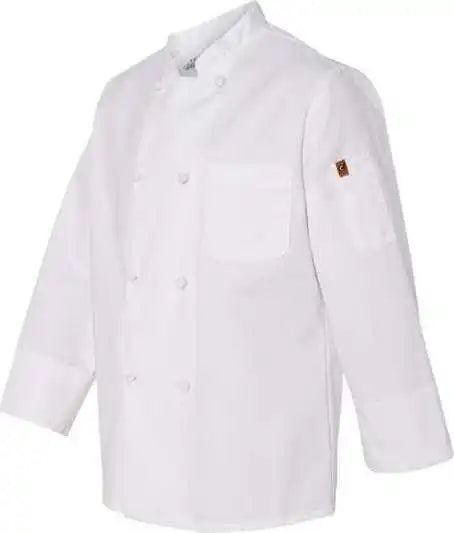 Chef Designs 0414 Eight Knot Button Coat with Thermometer Pocket - White
