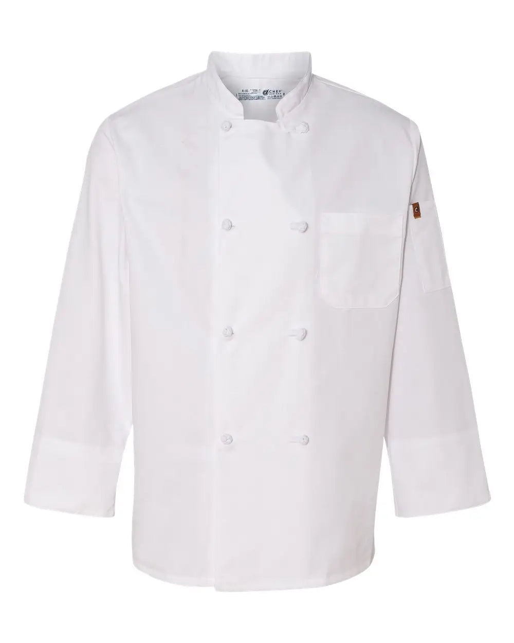 Chef Designs 0414 Eight Knot Button Coat with Thermometer Pocket - White / Adult s