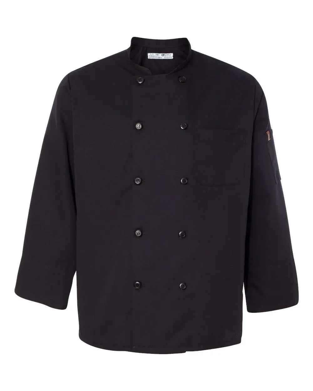 Chef Designs 0425 Ten Pearl Button Black Coat - Xs