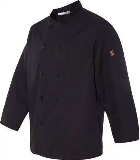 Chef Designs 0425 Ten Pearl Button Black Coat