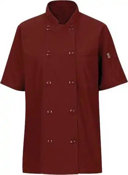 Chef Designs 045x Women’s Mimix Short Sleeve Coat with Oilblok Fireball Red