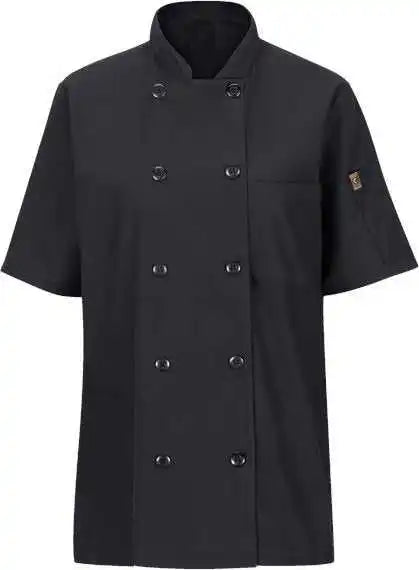 Chef Designs 045x Women’s Mimix Short Sleeve Coat with Oilblok - Black
