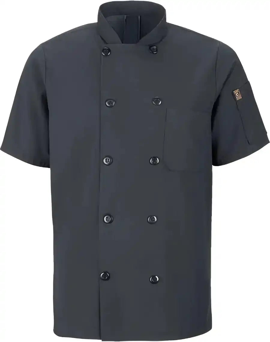 Chef Designs 046x Mimix Short Sleeve Coat with Oilblok Charcoal