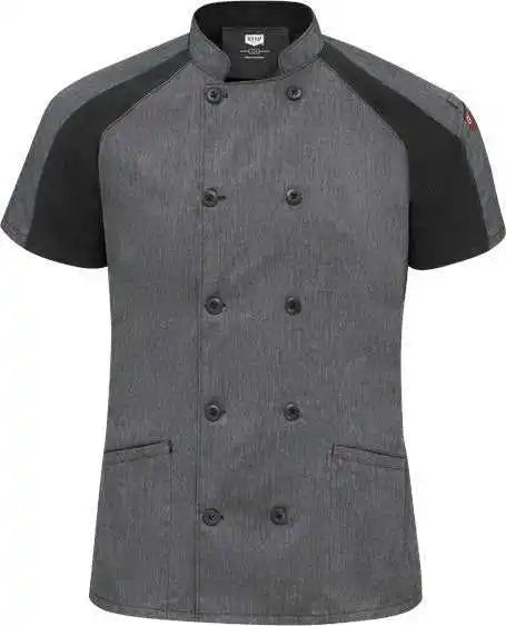 Chef Designs 051w Women’s Airflow Raglan Coat - Charcoal Heather Black Mesh