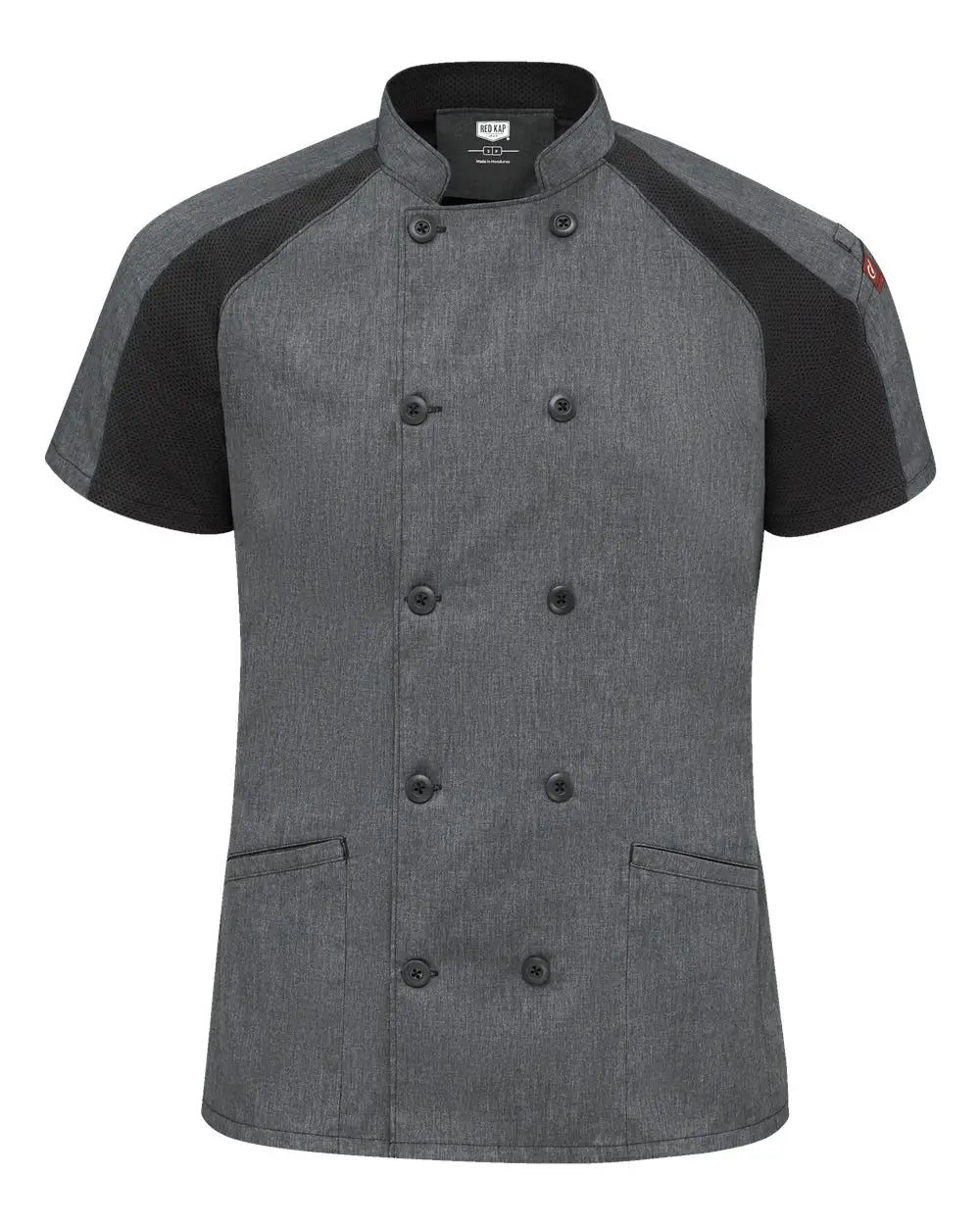 Chef Designs 051w Women’s Airflow Raglan Coat - Charcoal Heather Black Mesh - Dark Gray / Xs