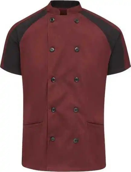 Chef Designs 051w Women’s Airflow Raglan Coat - Merlot Heather Black Mesh