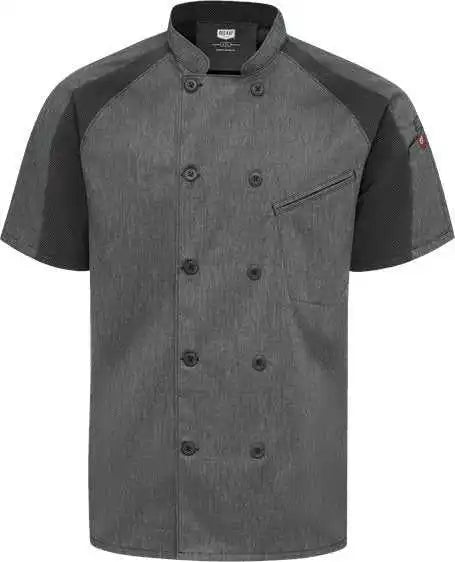 Chef Designs 052m Airflow Raglan Coat - Charcoal Heather Black Mesh