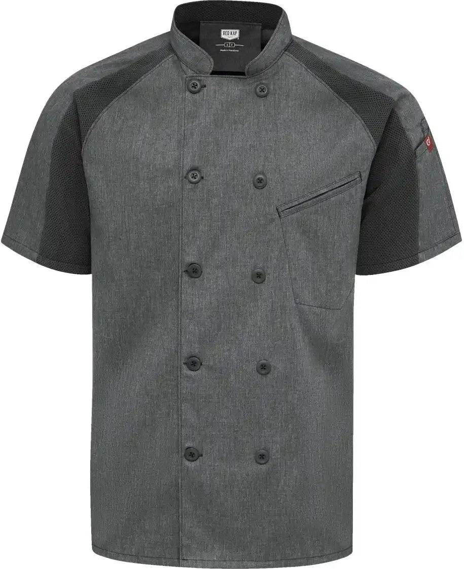 Chef Designs 052m Airflow Raglan Coat - Charcoal Heather Black Mesh - Heather/ Charcoal/ / s