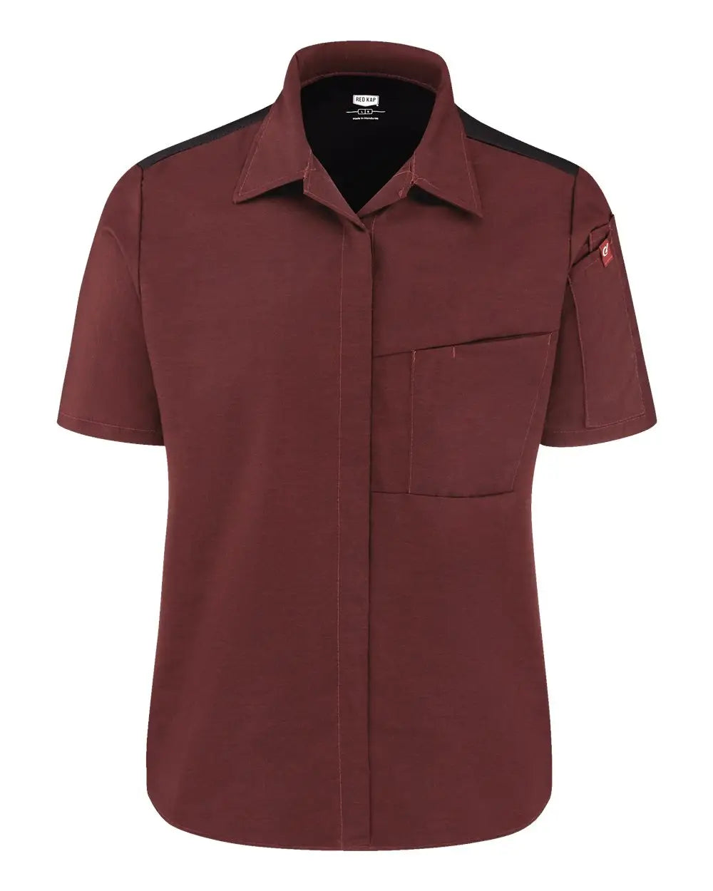 Chef Designs 501w Women’s Poplin Airflow Cook Shirt with Oilblok - Merlot Heather Black - Maroon / Xs
